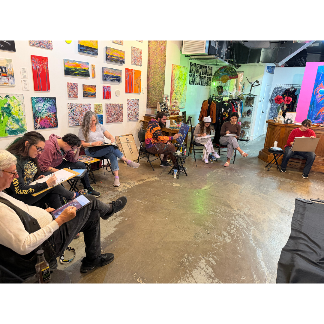Artists drawing at Marcolina's figure drawing session Tampa Florida, all levels welcome