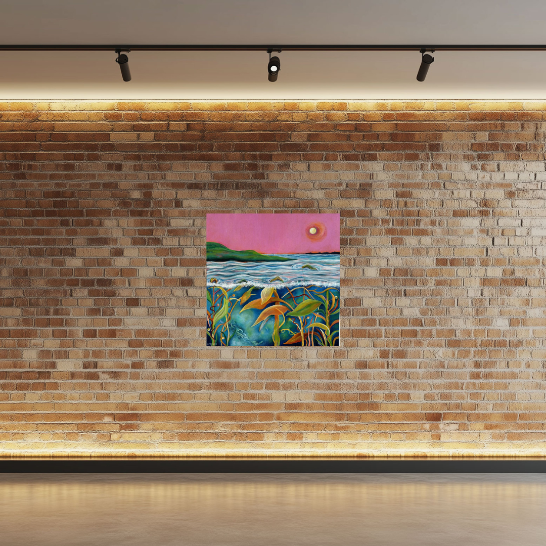 Beauty Found Here, acrylic painting by Elizabeth Fontaine-Barr, Marcolina's Fine Arts Gallery, Tampa, Florida on brick wall.