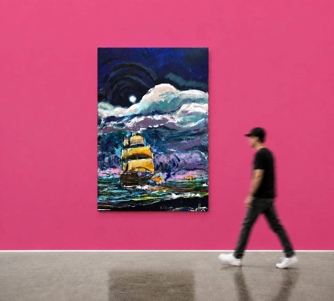 Oil painting by Guillo Pérez 3, Captain Grey Beard at Marcolina's Fine Arts Gallery Tampa. Homage to Tampa and it's pirates, buccaneers, gasparilla.