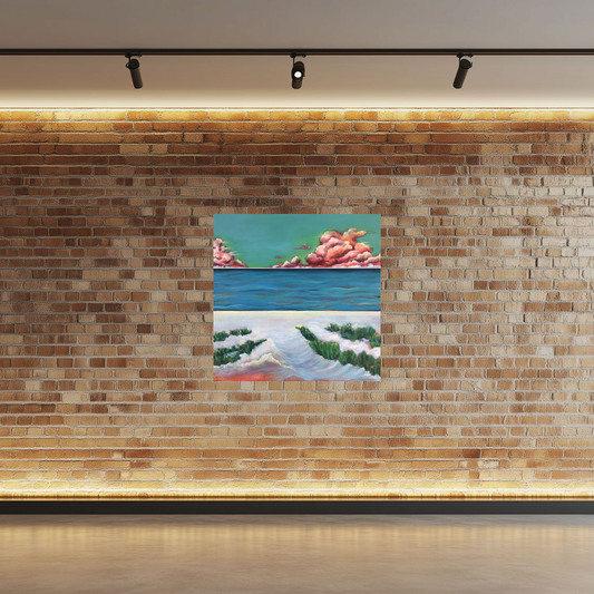 Day Dream Clouds, acrylic painting by Elizabeth Fontaine-Barr, Marcolina's Fine Arts Gallery, Tampa, Florida on brick wall.