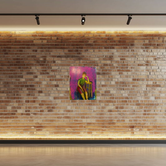 In Repose, acrylic painting by Guillo Pérez 3, Marcolina's Fine Arts Gallery, Tampa, Florida on brick wall.