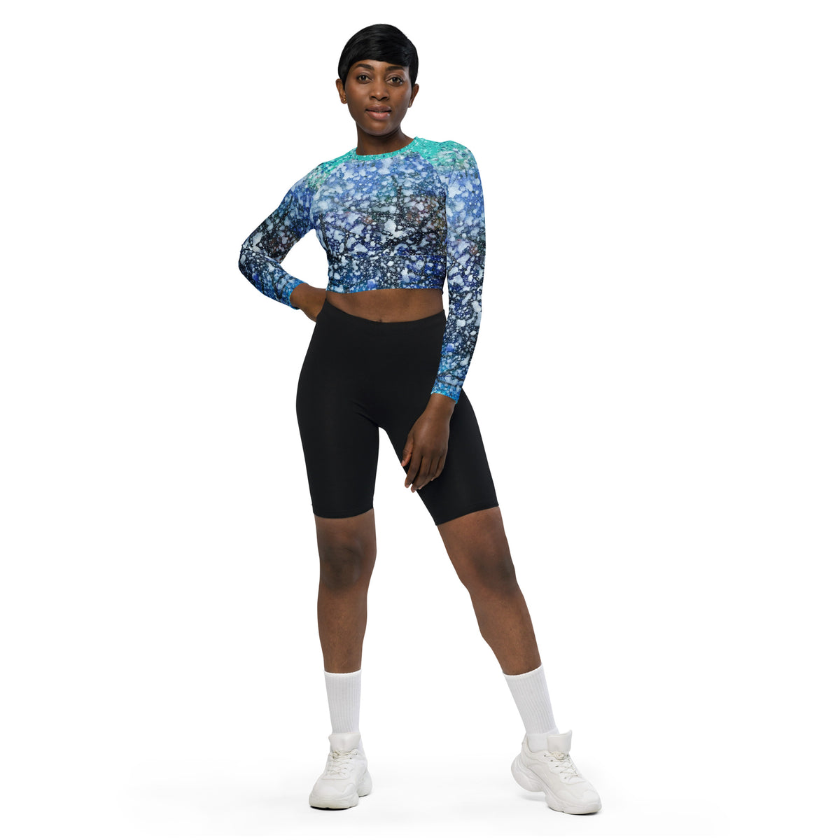 "Seven Seas" long-sleeve crop top