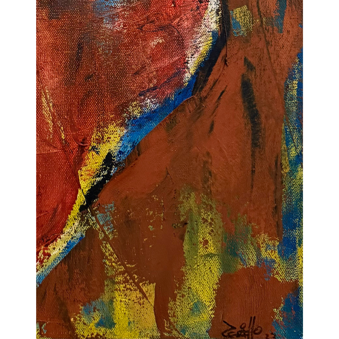 Close-up view of Pharaoh Rooster by Guillo Pérez III highlighting color layering.