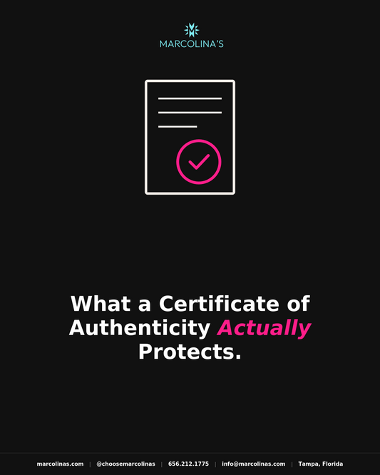 Marcolina's Art Gallery cover journal for What a Certificate of Authenticity Actually Protects