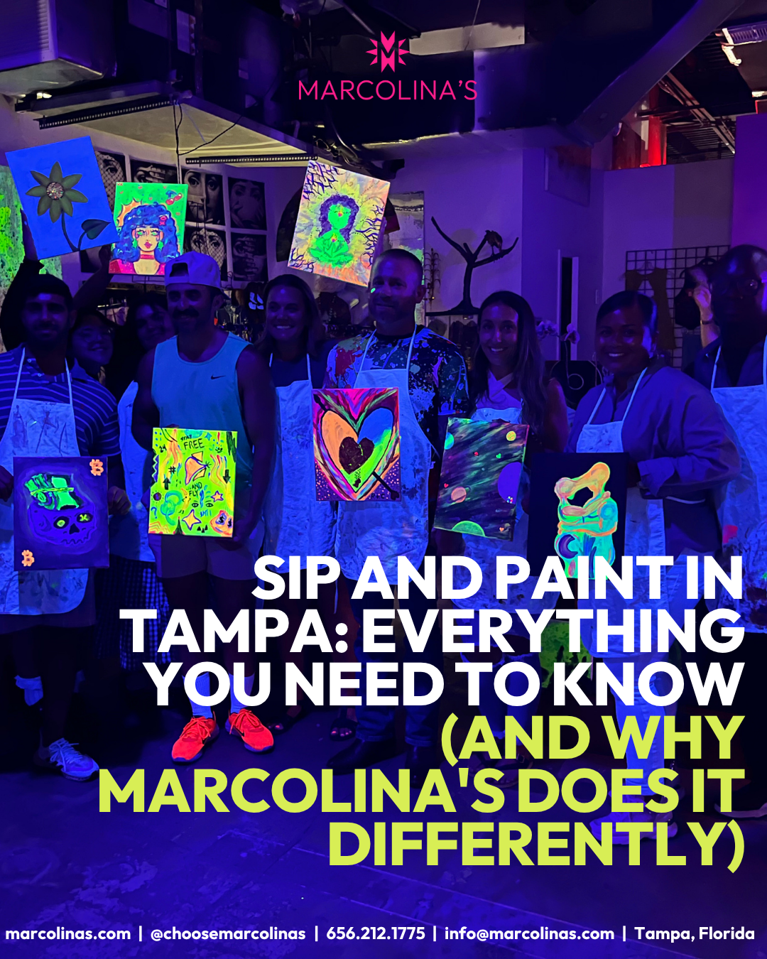 Private sip and paint event Tampa — Marcolina's Fine Arts Gallery — art experiences Tampa Bay Florida