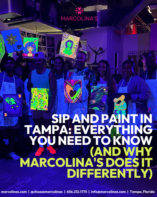 Private sip and paint event Tampa — Marcolina's Fine Arts Gallery — art experiences Tampa Bay Florida