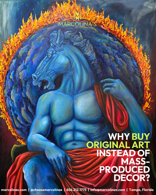 Original oil paintings on display at Marcolina's Fine Arts Gallery Tampa, available to collectors worldwide