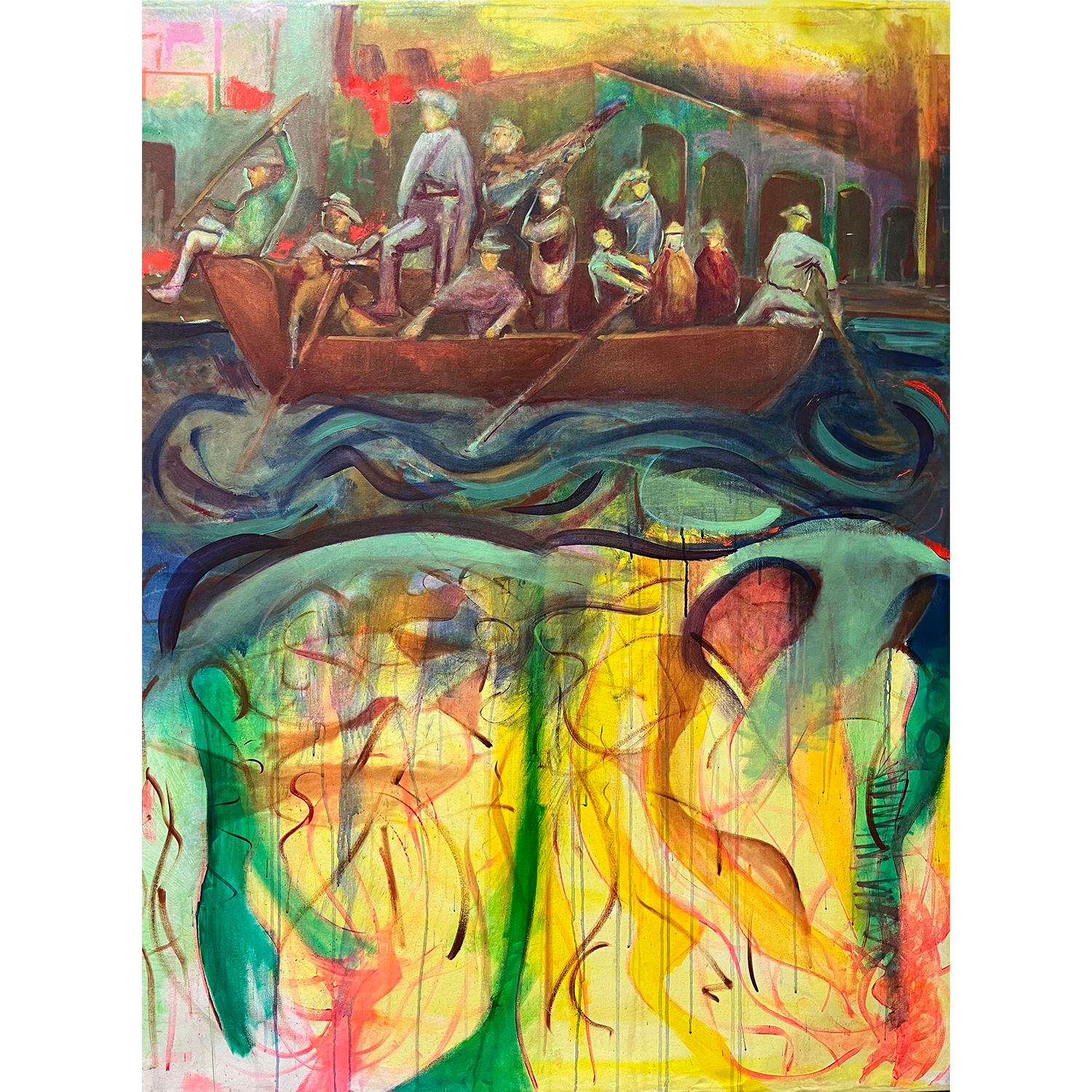 Crossing the Delaware — original oil painting by Guillo Pérez 3 — Dominican-American expressionist — Marcolina's Fine Arts Gallery Tampa