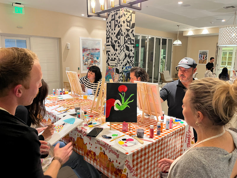 Private sip and paint event at a clubhouse with Marcolina's Fine Arts Gallery Tampa Bay
