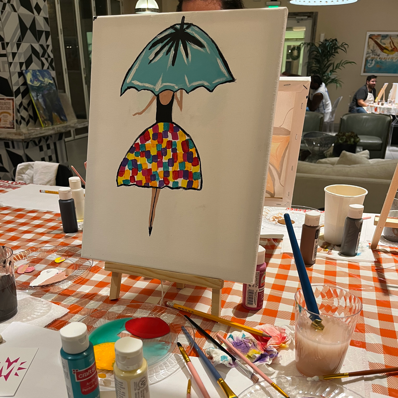 Private group painting event at a clubhouse hosted by Marcolina's Fine Arts Gallery Tampa