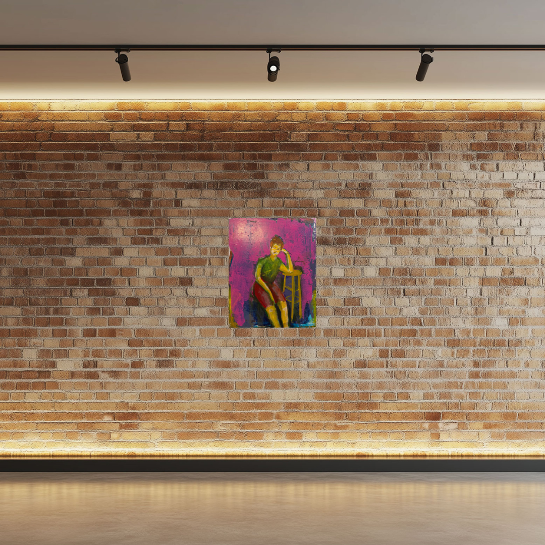 In Repose, acrylic painting by Guillo Pérez 3, Marcolina's Fine Arts Gallery, Tampa, Florida on brick wall.
