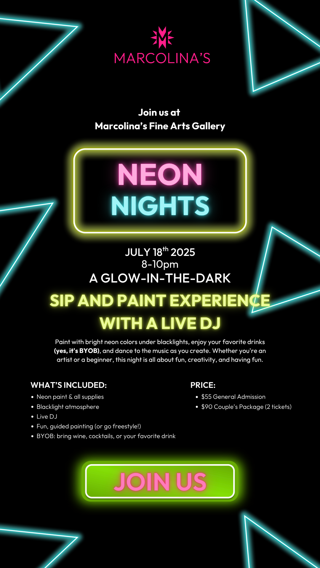 NEON NIGHTS: Sip & Paint Party with a Live DJ (BYOB)