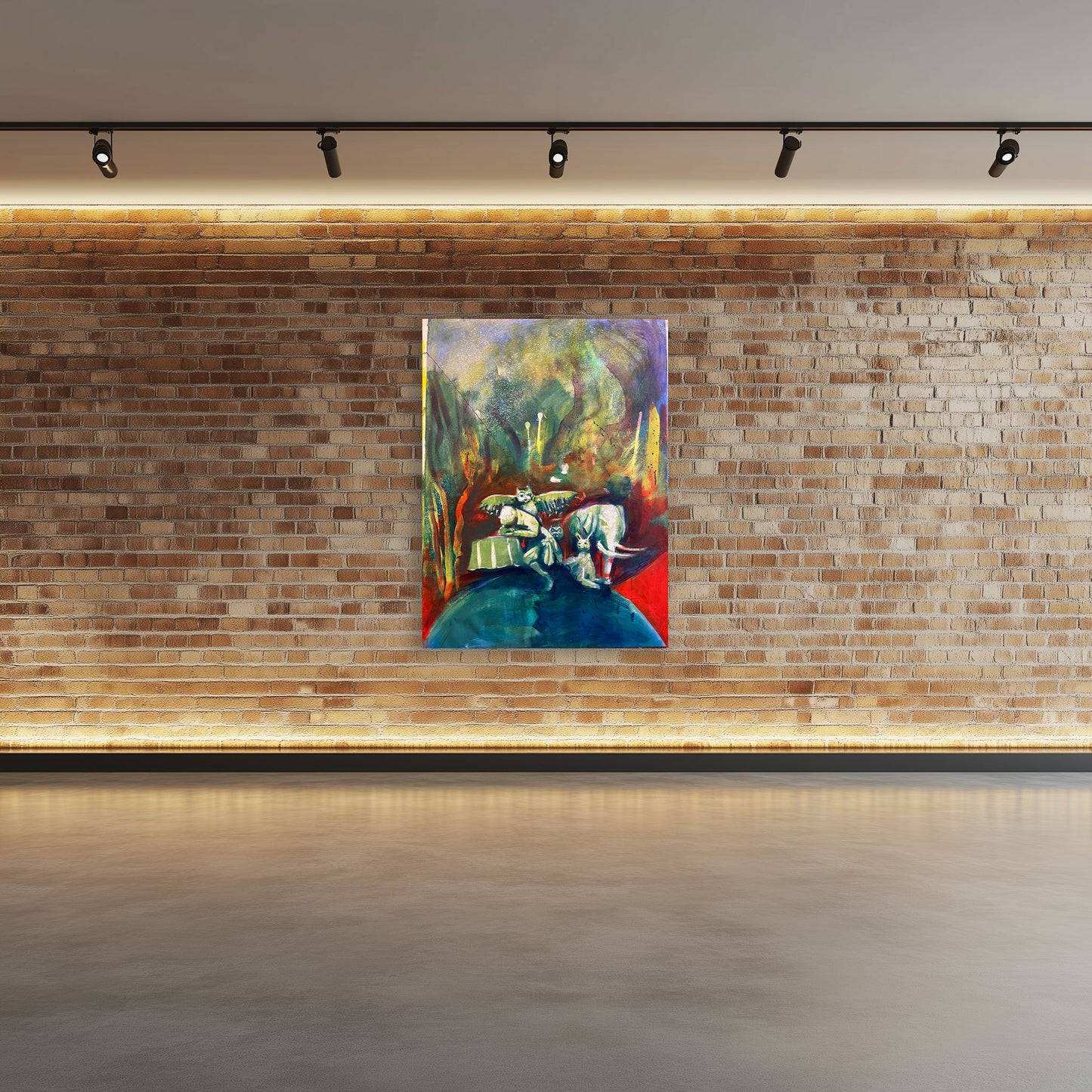 Study on Matisse oil painting by Guillo Perez over a brick wall.