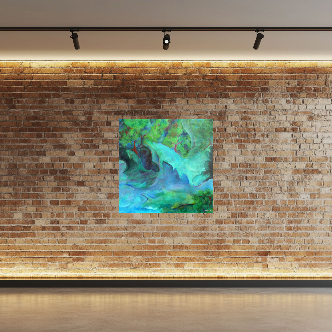 Sea Dream, acrylic painting by Elizabeth Fontaine-Barr, Marcolina's Fine Arts Gallery, Tampa, Florida on brick wall