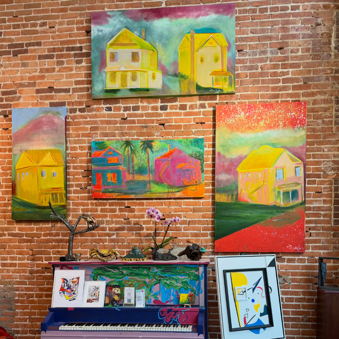 South Tampa Victorian Houses by expressionist Fine Artist Guillo Perez 3 on view at Marcolina's Fine Arts Gallery in Tampa, Florida.