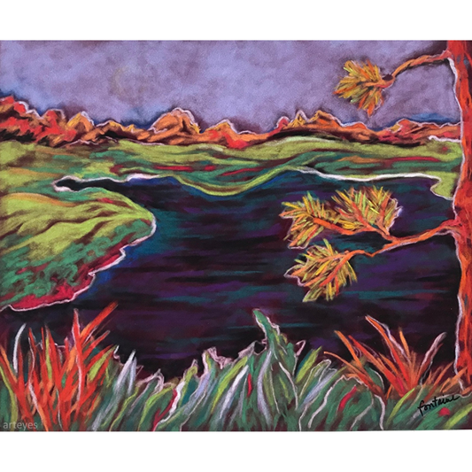 Swirled Estuary, pastel on panel by Elizabeth Fontaine-Barr, Marcolina's Fine Arts Gallery, Tampa, Florida