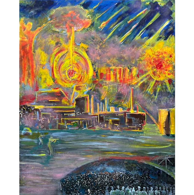 The Bombing of Mariupol by Guillo Pérez 3 — original oil painting — Marcolina's Fine Arts Gallery Tampa