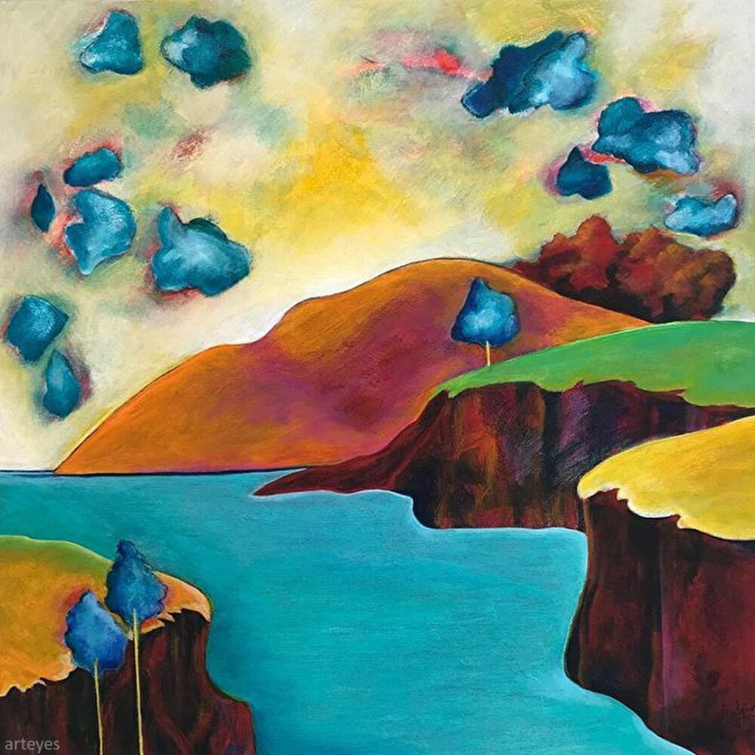 Tomorrow's Cotton Candy Clouds, acrylic painting by Elizabeth Fontaine-Barr, Marcolina's Fine Arts Gallery, Tampa, Florida