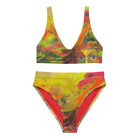 "Dragon" by Guillo Perez 3 Recycled high-waisted bikini