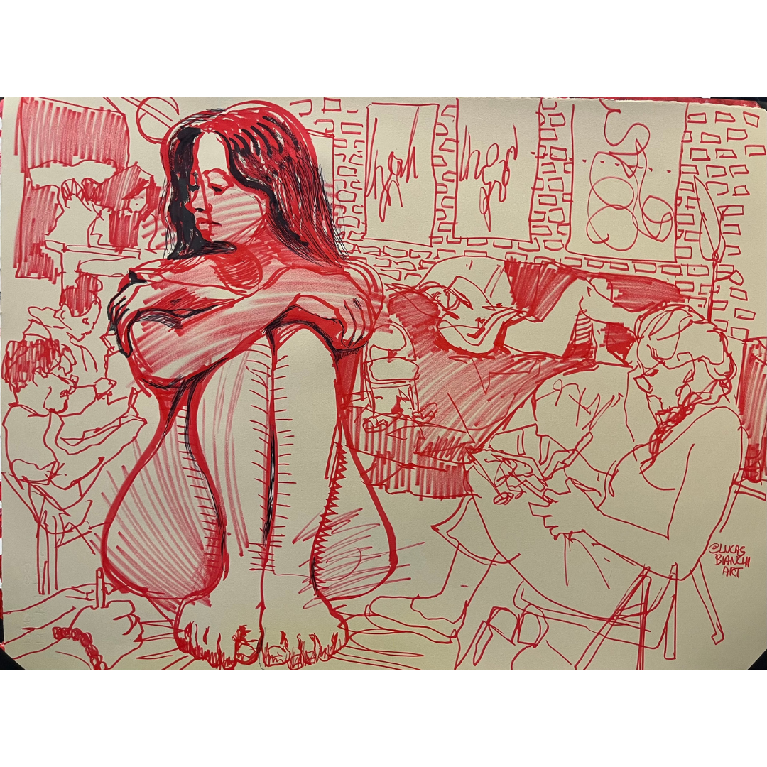 Figure drawing artwork created at Marcolina's Fine Arts Gallery Tampa life drawing with live model